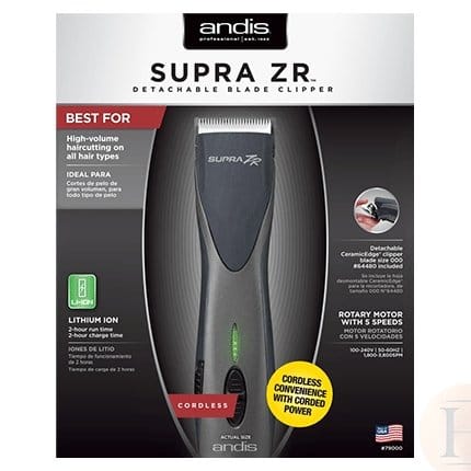 Andis Supra ZR II detachable Blade Clipper (detachable battery).